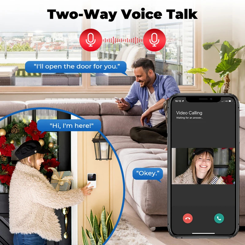 Home Security Front Door Camera - Bel Pintu Video WiFi Tuya Kamera