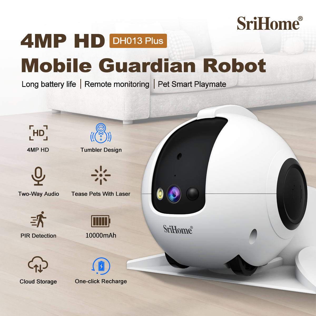 Home Security Robot - Kamera Dome IP PTZ Nirkabel Warna