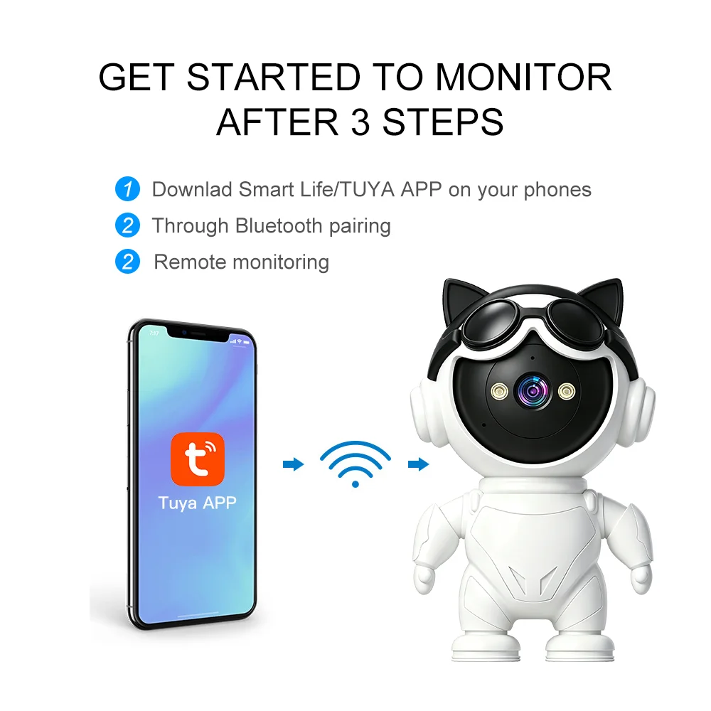 Kamera IP Nirkabel Pintar Tuya - Home Security Robot ulasan dan harga